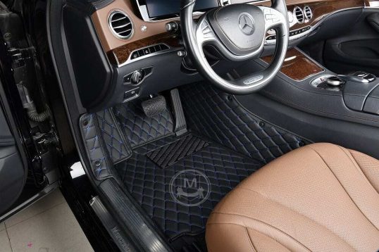 Manicci Luxury Car Floor Mats black with blue 4