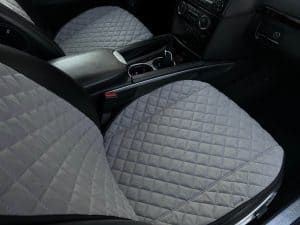 Stylish gray quilted car seat covers designed for Mercedes-Benz vehicles, enhancing interior comfort and protection with premium-quality automotive accessories.